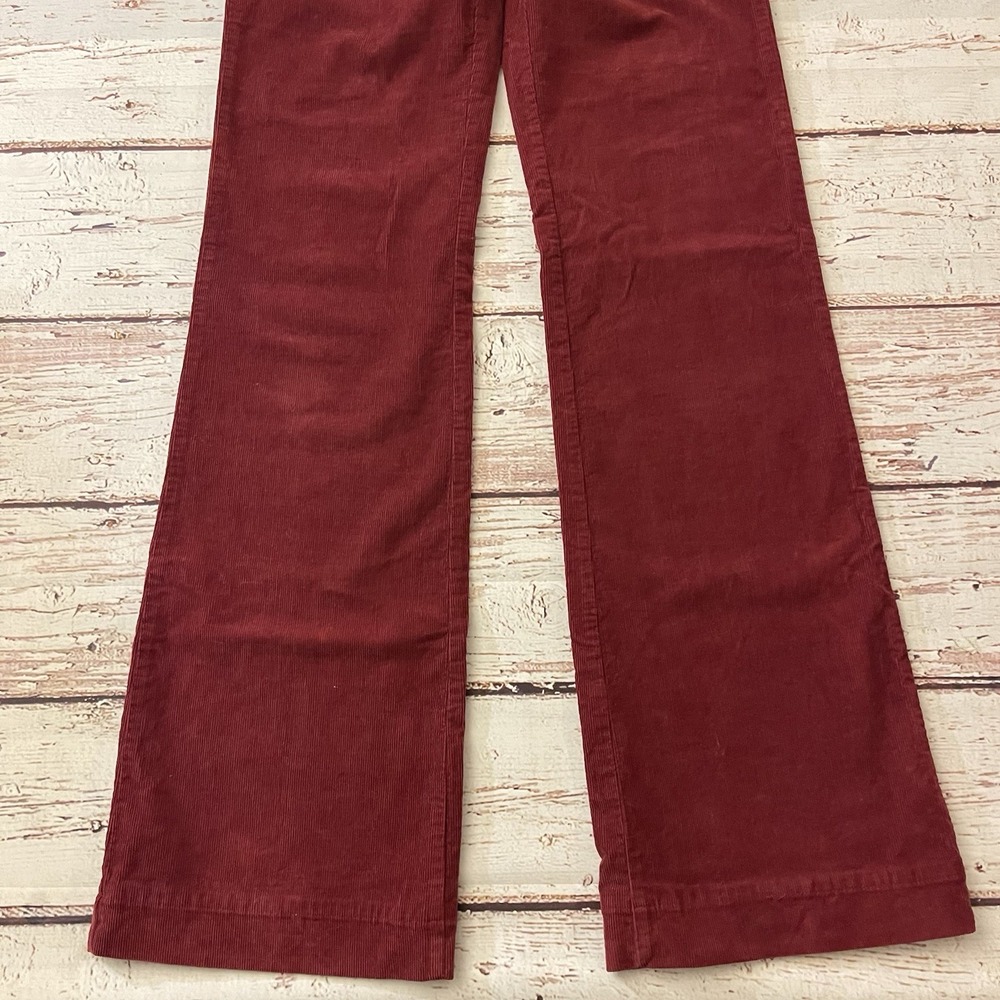 Stella McCartney Burgundy Corduroy Flare Pants Made‎ In Italy Size 28 Inseam 35" - Picture 3 of 14